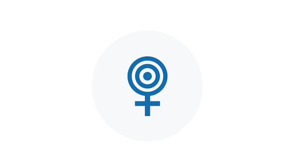 Blue Icon of a Female Gender Symbol with a Target